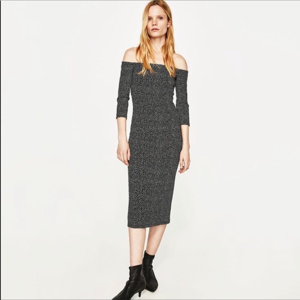 Zara Off Shoulders Polka Dot Dress Size L